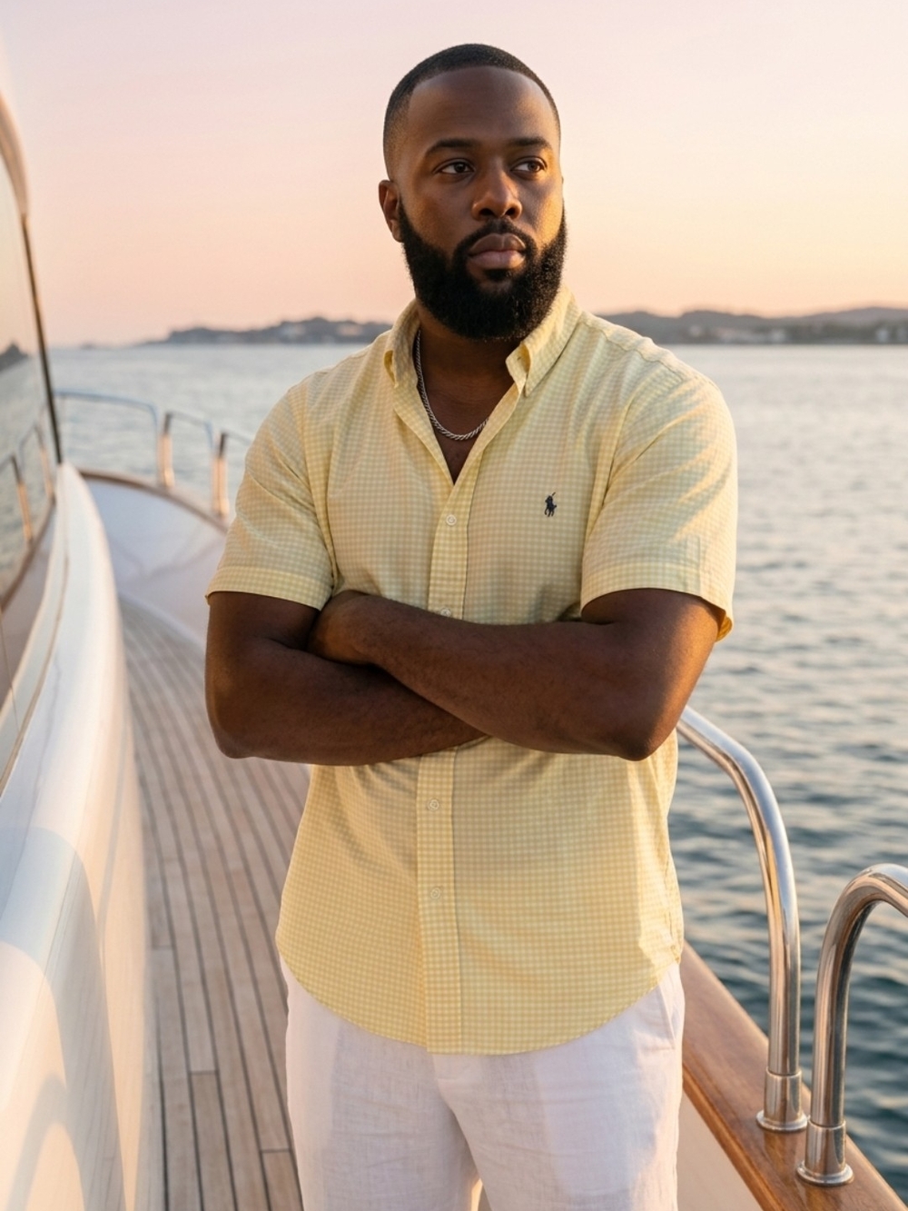 Ralph Lauren Yellow Gingham Short-Sleeve Button-Down Shirt